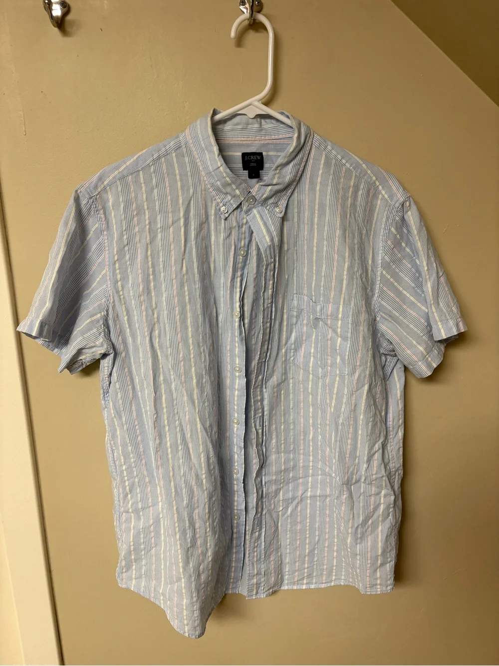 J. Crew Light Blue Striped Short-Sleeve Button-Down Shirt